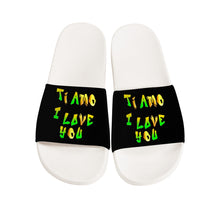 Load image into Gallery viewer, Ti Amo I love you - Exclusive Brand - Black - Hip Hop Lettering - Slide Sandals - White Soles
