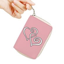 Load image into Gallery viewer, Ti Amo I love you - Exclusive Brand - Mandys Pink - Double White Heart - PU Leather - PU Leather - Zipper Card Holder
