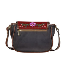 Load image into Gallery viewer, Ti Amo I love you - Exclusive Brand - Dark Burgundy - Pink Floral -  Saddle Bag
