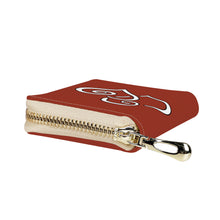 Load image into Gallery viewer, Ti Amo I love you - Exclusive Brand - Brick Red 2 - Double White Heart - PU Leather - Zipper Card Holder
