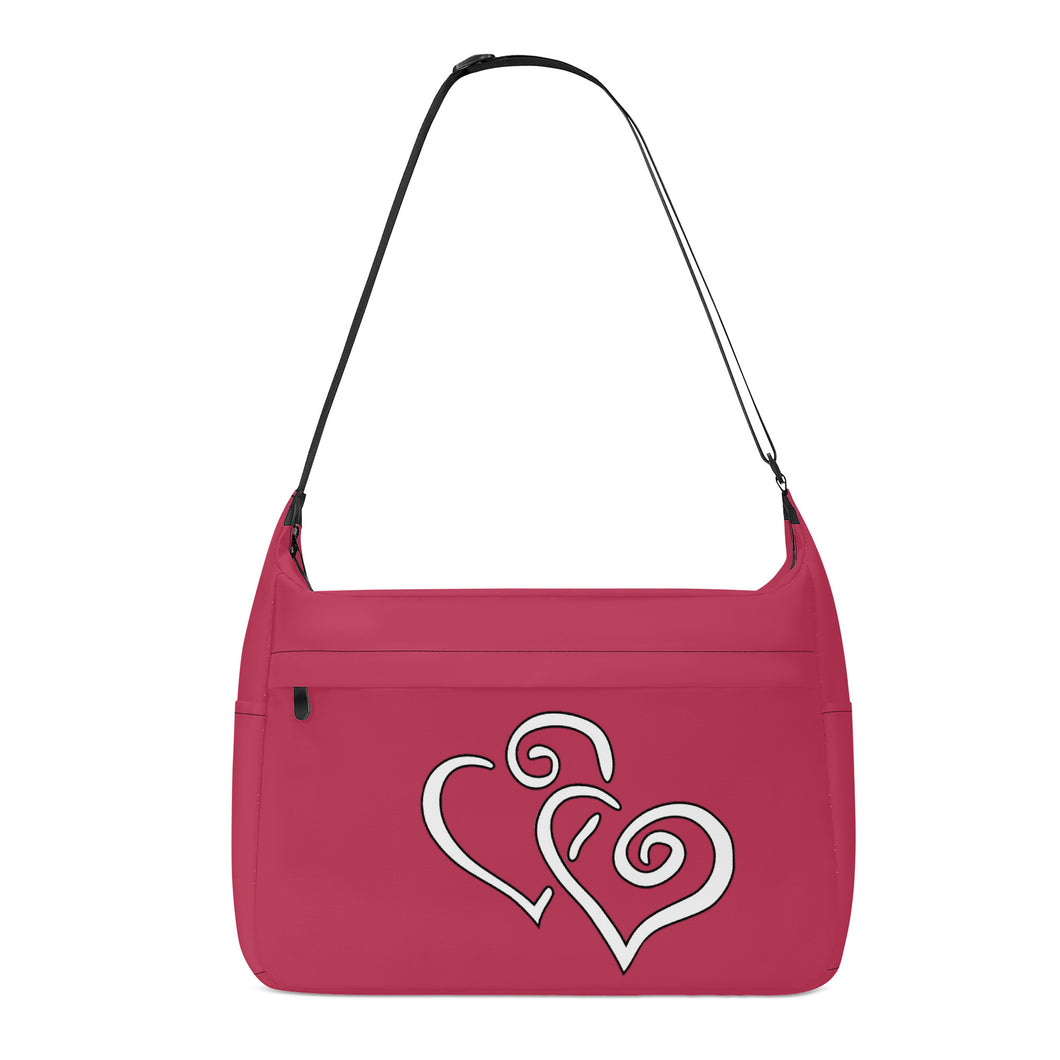 Ti Amo I love you - Exclusive Brand - Viva Magenta - Double White Heart - Journey Computer Shoulder Bag