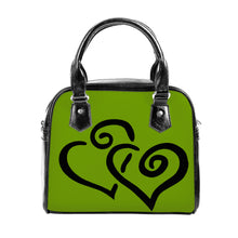 Load image into Gallery viewer, Ti Amo I love you - Exclusive Brand - Dark Limeade - Double Black Heart -  Shoulder Handbag
