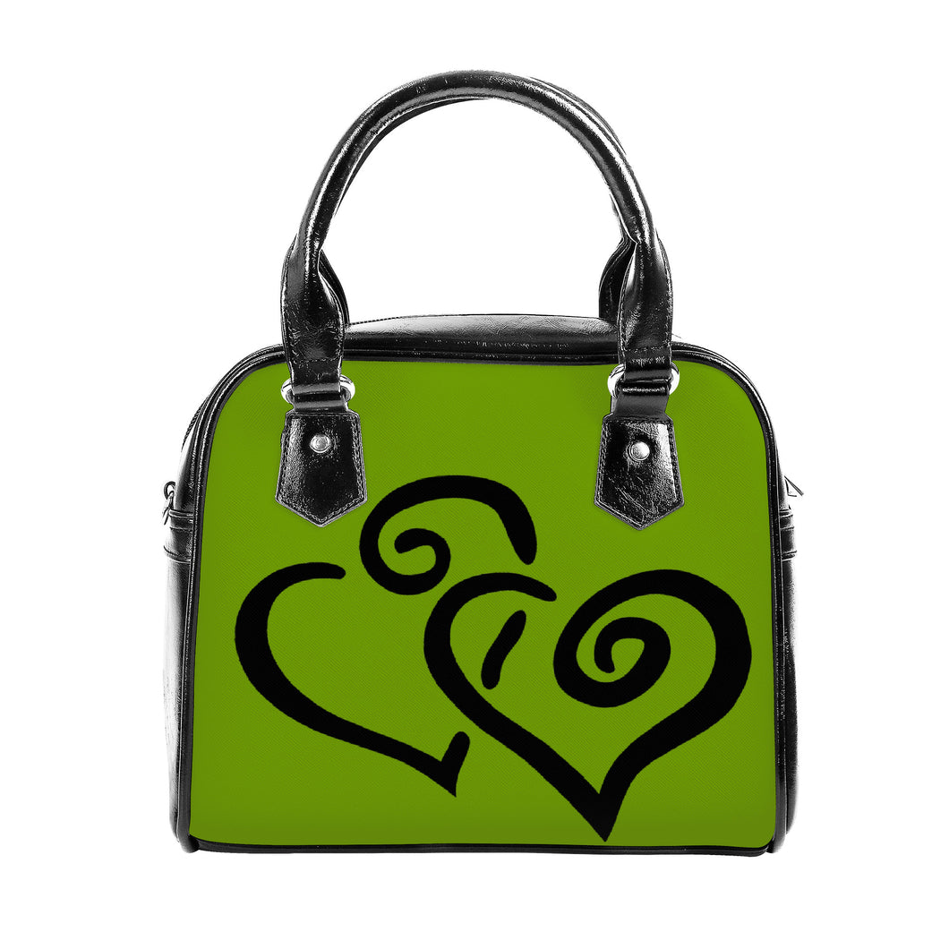 Ti Amo I love you - Exclusive Brand - Dark Limeade - Double Black Heart -  Shoulder Handbag