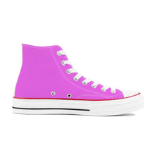 Load image into Gallery viewer, Ti Amo I love you - Exclusive Brand - Deep Lavender Magenta - White Daisy - High Top Canvas Shoes - White  Soles
