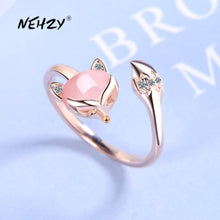 Load image into Gallery viewer, NEHZY 925 sterling silver - Womens - Flower / Fox -  Fashion Jewelry High Quality Crystal Zircon Agate Adjustable Ring Ti Amo I love you
