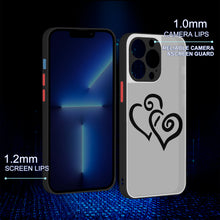 Load image into Gallery viewer, Ti Amo I love you - Exclusive Brand  - Silver - Double Black Heart - iPhone 13 Matte Back with Soft Texture Edge Case (3 cameras)
