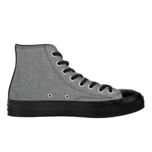 Load image into Gallery viewer, Ti Amo I love you - Exclusive Brand - Grey Denim - High Top Canvas Shoes - Black  Soles
