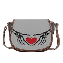 Load image into Gallery viewer, Ti Amo I love you - Exclusive Brand  - Deep Silver Chalice - Skeleton Hands with Heart - Saddle Bag
