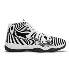 Load image into Gallery viewer, Ti Amo I love you - Exclusive Brand - Black &amp; White Wavy Lines - High Top Air Retro Sneakers - White Laces
