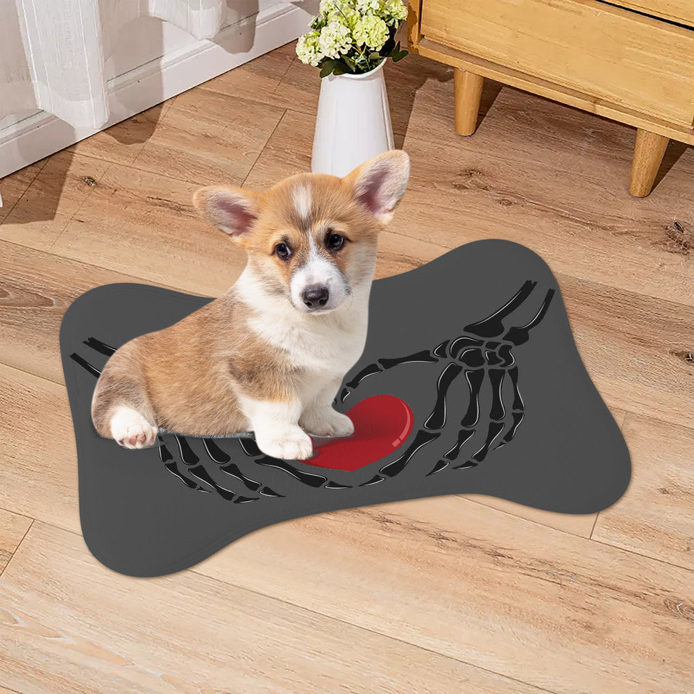 Ti Amo I love you - Exclusive Brand  - Davy's Grey - Skeleton Hands with Heart  - Big Paws Pet Rug