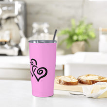 Load image into Gallery viewer, Ti Amo I love you - Exclusive Brand - Lavender Rose - Double Black Heart - 20oz Stainless Steel Straw Lid Cup
