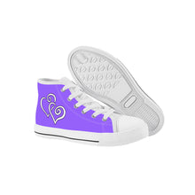 Load image into Gallery viewer, Ti Amo I love you - Exclusive Brand - Heliotrope3 - Double White Heart - Kids High Top Canvas Shoes
