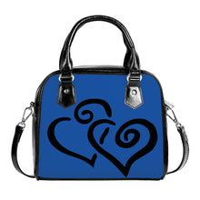 Load image into Gallery viewer, Ti Amo I love you - Exclusive Brand - Fun Blue - Double Black Heart -  Shoulder Handbag
