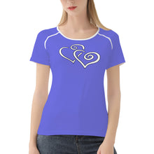 Load image into Gallery viewer, TI Amo I love you - Exclusive Brand - Medium Purple - Double White Heart - Women&#39;s T shirt
