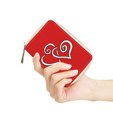 Load image into Gallery viewer, Ti Amo I love you - Exclusive Brand - Maximum Red - Double White Heart - PU Leather - Zipper Card Holder
