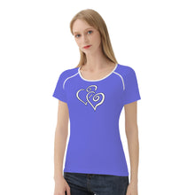 Load image into Gallery viewer, TI Amo I love you - Exclusive Brand - Medium Purple - Double White Heart - Women&#39;s T shirt
