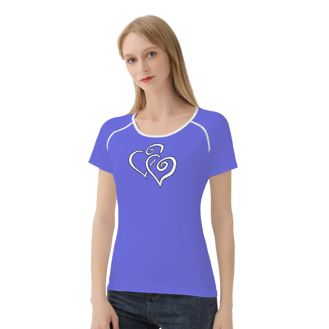 TI Amo I love you - Exclusive Brand - Medium Purple - Double White Heart - Women's T shirt