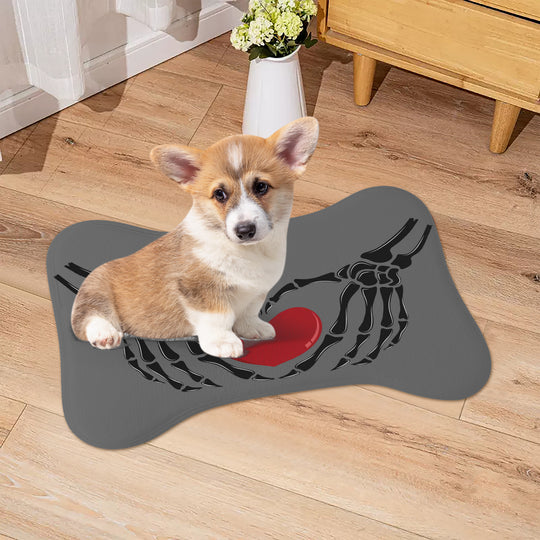 Ti Amo I love you - Exclusive Brand - Dove Gray - Skeleton Hands with Heart  - Big Paws Pet Rug