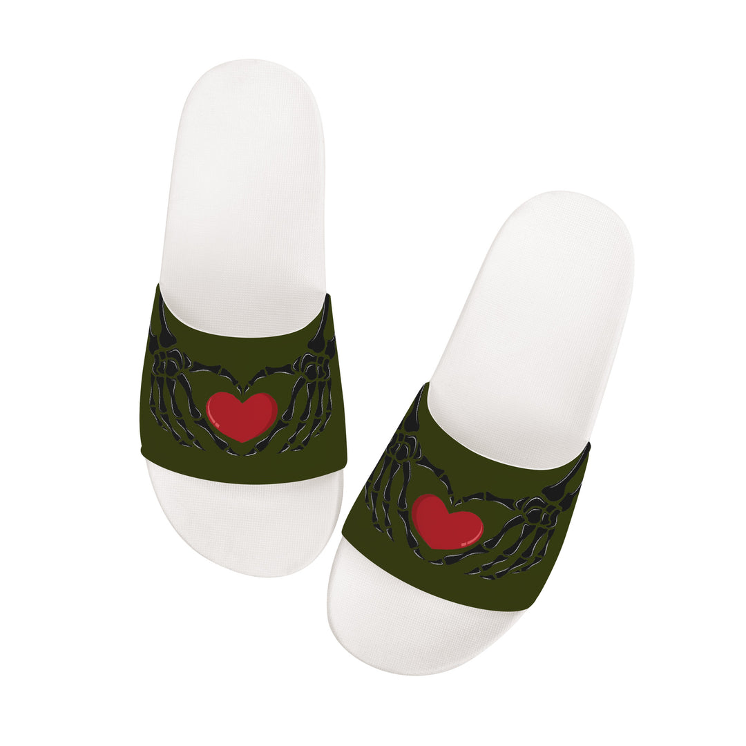 Ti Amo I love you - Exclusive Brand - Waiouru - Skeleton Hands with Heart -  Slide Sandals - White Soles