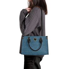 Load image into Gallery viewer, Ti Amo I love you - Exclusive Brand - Denim Blue Bayoux - Luxury Womens PU Tote Bag - Black Straps
