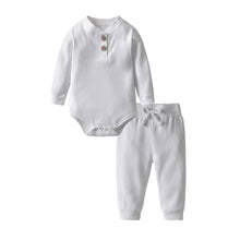 Load image into Gallery viewer, Newborn Baby Boys Girls Clothes Set Cotton Solid Knitted Ribbed Long Sleeve Bodysuit and Pants Infant Clothing Outfits Ti Amo I love you
