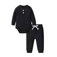 Load image into Gallery viewer, Newborn Baby Boys Girls Clothes Set Cotton Solid Knitted Ribbed Long Sleeve Bodysuit and Pants Infant Clothing Outfits Ti Amo I love you
