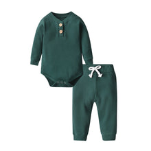 Load image into Gallery viewer, Newborn Baby Boys Girls Clothes Set Cotton Solid Knitted Ribbed Long Sleeve Bodysuit and Pants Infant Clothing Outfits Ti Amo I love you
