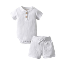 Load image into Gallery viewer, Newborn Baby Boys Girls Clothes Set Cotton Solid Knitted Ribbed Long Sleeve Bodysuit and Pants Infant Clothing Outfits Ti Amo I love you
