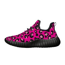 Load image into Gallery viewer, Ti Amo I love you - Exclusive Brand - Hollywood Cerise Leopard - Womens Mesh Knit Sneakers - Black Soles
