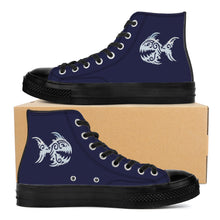 Load image into Gallery viewer, Ti Amo I love you - Exclusive Brand - Cloud Burst 2 - Angry Fish - High Top Canvas Shoes - Black  Soles
