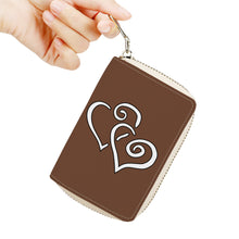 Load image into Gallery viewer, Ti Amo I love you - Exclusive Brand - Spice - Double White Heart - PU Leather - Zipper Card Holder
