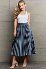 Load image into Gallery viewer, Ninexis Accordion Pleated Flowy Midi Skirt Ti Amo I love you
