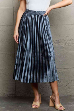 Ninexis Accordion Pleated Flowy Midi Skirt Ti Amo I love you