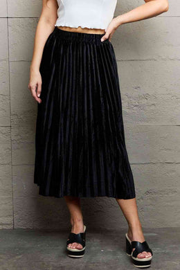 Ninexis Accordion Pleated Flowy Midi Skirt Ti Amo I love you