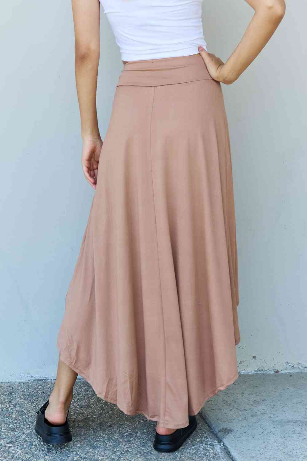 Ninexis First Choice High Waisted Flare Maxi Skirt in Camel Ti Amo I love you
