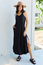 Load image into Gallery viewer, Ninexis Good Energy Full Size Cami Side Slit Maxi Dress in Black - Sizes S-3XL Ti Amo I love you
