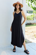 Load image into Gallery viewer, Ninexis Good Energy Full Size Cami Side Slit Maxi Dress in Black - Sizes S-3XL Ti Amo I love you
