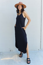 Load image into Gallery viewer, Ninexis Good Energy Full Size Cami Side Slit Maxi Dress in Black - Sizes S-3XL Ti Amo I love you
