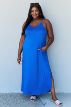 Load image into Gallery viewer, Ninexis Good Energy Full Size Cami Side Slit Maxi Dress in Royal Blue - Sizes S-3XL Ti Amo I love you
