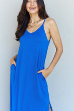 Load image into Gallery viewer, Ninexis Good Energy Full Size Cami Side Slit Maxi Dress in Royal Blue - Sizes S-3XL Ti Amo I love you
