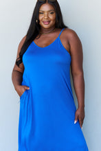 Load image into Gallery viewer, Ninexis Good Energy Full Size Cami Side Slit Maxi Dress in Royal Blue - Sizes S-3XL Ti Amo I love you
