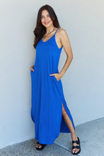 Load image into Gallery viewer, Ninexis Good Energy Full Size Cami Side Slit Maxi Dress in Royal Blue - Sizes S-3XL Ti Amo I love you
