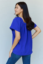 Load image into Gallery viewer, Ninexis Keep Me Close Square Neck Short Sleeve Blouse in Royal - Sizes S-XL Ti Amo I love you
