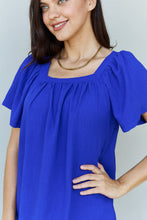 Load image into Gallery viewer, Ninexis Keep Me Close Square Neck Short Sleeve Blouse in Royal - Sizes S-XL Ti Amo I love you
