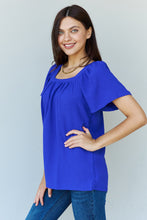 Load image into Gallery viewer, Ninexis Keep Me Close Square Neck Short Sleeve Blouse in Royal - Sizes S-XL Ti Amo I love you
