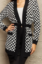 Load image into Gallery viewer, Ninexis Plus Size Plaid Tie Waist Pocketed Cardigan Ti Amo I love you
