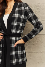 Load image into Gallery viewer, Ninexis Plus Size Plaid Tie Waist Pocketed Cardigan Ti Amo I love you
