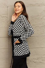 Load image into Gallery viewer, Ninexis Plus Size Plaid Tie Waist Pocketed Cardigan Ti Amo I love you
