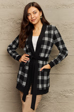 Load image into Gallery viewer, Ninexis Plus Size Plaid Tie Waist Pocketed Cardigan Ti Amo I love you
