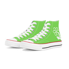 Load image into Gallery viewer, Ti Amo I love you - Exclusive Brand - Pastel Green - White Daisy - High Top Canvas Shoes - White  Soles
